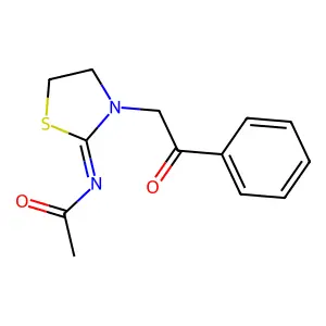 N-[3-(2-Oxo-2-phenylethyl)-2-thiazolidinylidene]acetamide structure