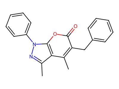 5-Benzyl-3,4-dimethyl-1-phenylpyrano[2,3-c]pyrazol-6-one structure