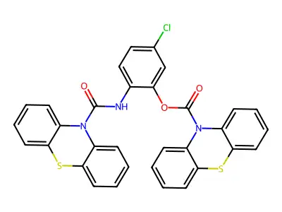 5-chloro-2-[(10H-phenothiazin-10-ylcarbonyl)amino]phenyl 10H-phenothiazine-10-carboxylate structure