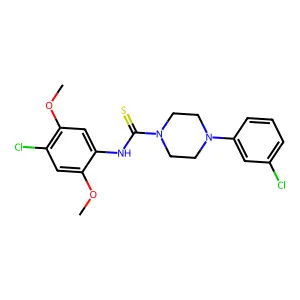 N-(4-chloro-2,5-dimethoxyphenyl)-4-(3-chlorophenyl)piperazine-1-carbothioamide structure