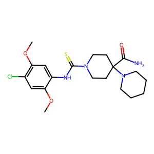 1-[(4-chloro-2,5-dimethoxyphenyl)carbamothioyl]-4-piperidin-1-ylpiperidine-4-carboxamide structure