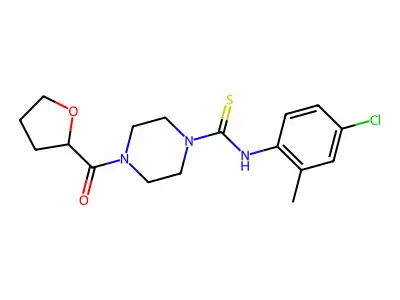 N-(4-chloro-2-methylphenyl)-4-(oxolane-2-carbonyl)piperazine-1-carbothioamide structure