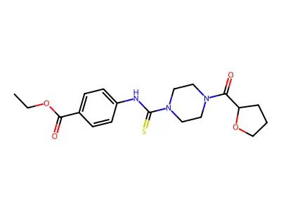 Ethyl 4-[[4-(oxolane-2-carbonyl)piperazine-1-carbothioyl]amino]benzoate structure