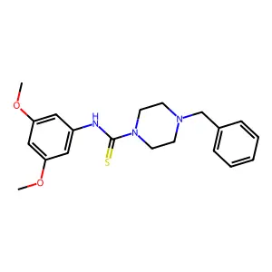 4-benzyl-N-(3,5-dimethoxyphenyl)piperazine-1-carbothioamide structure