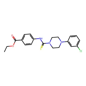 Ethyl 4-({[4-(3-chlorophenyl)piperazin-1-yl]carbonothioyl}amino)benzoate structure
