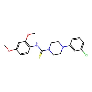 4-(3-chlorophenyl)-N-(2,4-dimethoxyphenyl)piperazine-1-carbothioamide structure