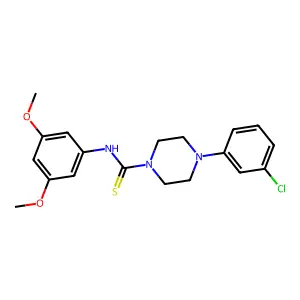 4-(3-chlorophenyl)-N-(3,5-dimethoxyphenyl)piperazine-1-carbothioamide structure
