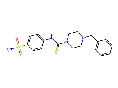 4-benzyl-N-(4-sulfamoylphenyl)piperazine-1-carbothioamide structure