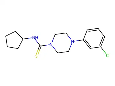 4-(3-chlorophenyl)-N-cyclopentylpiperazine-1-carbothioamide structure