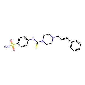 4-cinnamyl-N-(4-sulfamoylphenyl)piperazine-1-carbothioamide structure