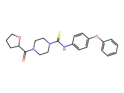 4-(oxolane-2-carbonyl)-N-(4-phenoxyphenyl)piperazine-1-carbothioamide structure