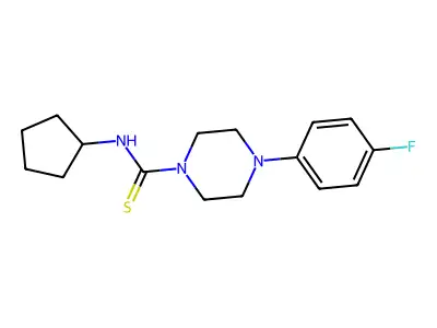 N-cyclopentyl-4-(4-fluorophenyl)piperazine-1-carbothioamide structure