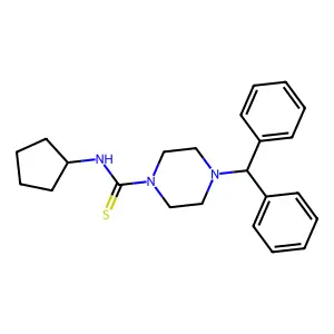 4-benzhydryl-N-cyclopentylpiperazine-1-carbothioamide structure