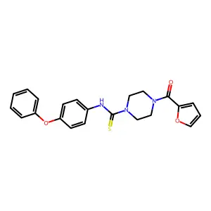 4-(furan-2-carbonyl)-N-(4-phenoxyphenyl)piperazine-1-carbothioamide structure