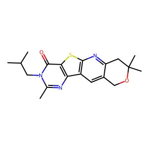 3-isobutyl-2,8,8-trimethyl-7,10-dihydro-8H-pyrano[3'',4'':5',6']pyrido[3',2':4,5]thieno[3,2-d]pyrimidin-4(3H)-one structure