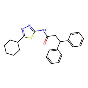 N-(5-cyclohexyl-1,3,4-thiadiazol-2-yl)-3,3-diphenylpropanamide structure