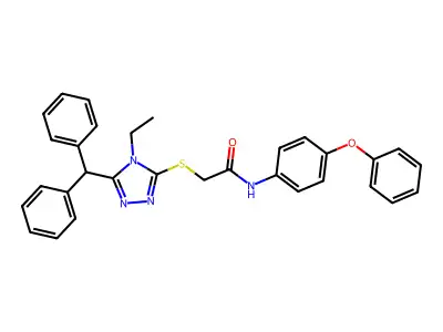 2-[(5-benzhydryl-4-ethyl-4H-1,2,4-triazol-3-yl)sulfanyl]-N-(4-phenoxyphenyl)acetamide structure