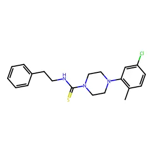 4-(5-chloro-2-methylphenyl)-N-(2-phenylethyl)piperazine-1-carbothioamide structure