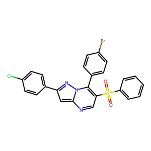 7-(4-Bromophenyl)-2-(4-chlorophenyl)pyrazolo[1,5-a]pyrimidin-6-yl phenyl sulfone structure