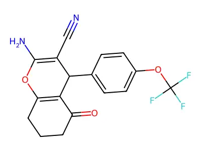 2-amino-5-oxo-4-[4-(trifluoromethoxy)phenyl]-5,6,7,8-tetrahydro-4H-chromene-3-carbonitrile structure