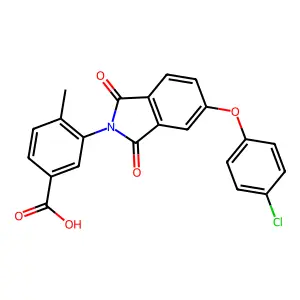 3-[5-(4-chlorophenoxy)-1,3-dioxo-1,3-dihydro-2H-isoindol-2-yl]-4-methylbenzoic acid structure