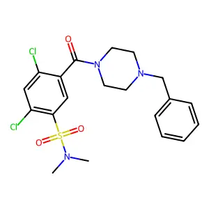 5-(4-benzylpiperazine-1-carbonyl)-2,4-dichloro-N,N-dimethylbenzenesulfonamide structure