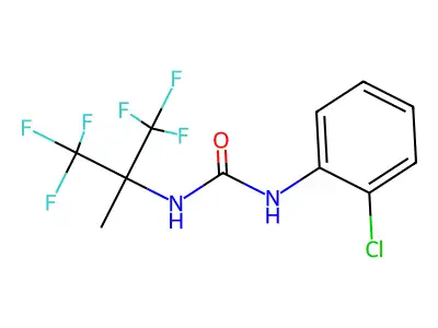 N-(2-chlorophenyl)-N'-[2,2,2-trifluoro-1-methyl-1-(trifluoromethyl)ethyl]urea structure