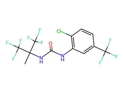 1-[2-chloro-5-(trifluoromethyl)phenyl]-3-(1,1,1,3,3,3-hexafluoro-2-methylpropan-2-yl)urea structure