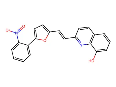 2-[(E)-2-[5-(2-nitrophenyl)furan-2-yl]ethenyl]quinolin-8-ol structure
