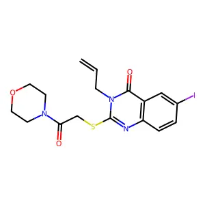 6-Iodo-2-(2-morpholin-4-yl-2-oxoethyl)sulfanyl-3-prop-2-enylquinazolin-4-one structure