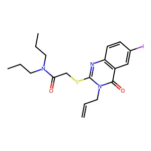 2-(6-iodo-4-oxo-3-prop-2-enylquinazolin-2-yl)sulfanyl-N,N-dipropylacetamide structure