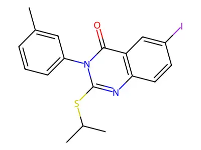 6-iodo-2-(isopropylsulfanyl)-3-(3-methylphenyl)-4(3H)-quinazolinone structure
