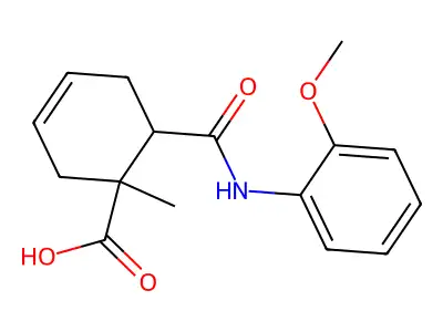 6-[(2-Methoxyanilino)carbonyl]-1-methyl-3-cyclohexene-1-carboxylic acid structure