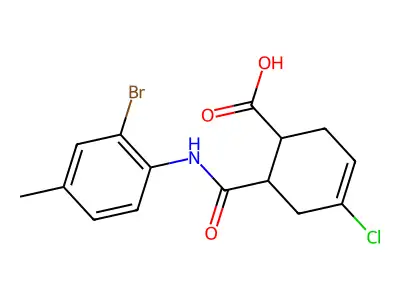 6-[(2-Bromo-4-methylphenyl)carbamoyl]-4-chlorocyclohex-3-ene-1-carboxylic acid structure