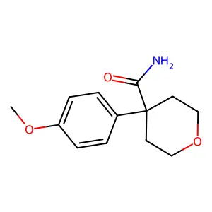 4-(4-methoxyphenyl)tetrahydro-2H-pyran-4-carboxamide structure