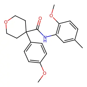 N-(2-methoxy-5-methylphenyl)-4-(4-methoxyphenyl)oxane-4-carboxamide structure