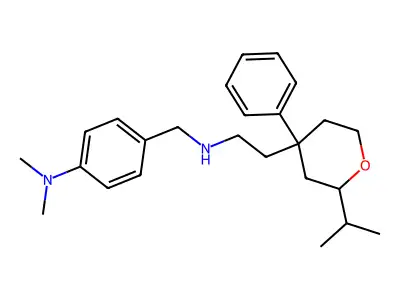 N,N-dimethyl-4-[[2-(4-phenyl-2-propan-2-yloxan-4-yl)ethylamino]methyl]aniline structure
