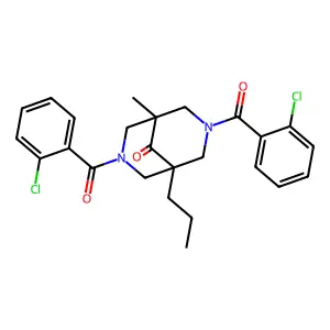 3,7-Bis(2-chlorobenzoyl)-1-methyl-5-propyl-3,7-diazabicyclo[3.3.1]nonan-9-one structure