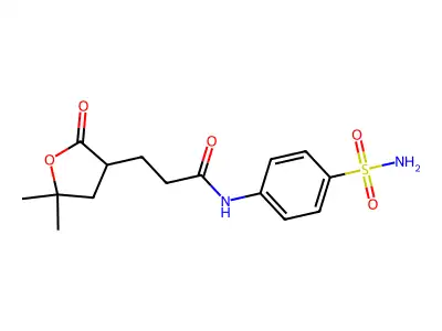 3-(5,5-dimethyl-2-oxooxolan-3-yl)-N-(4-sulfamoylphenyl)propanamide structure