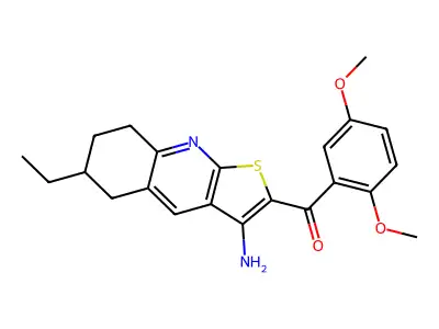 (3-amino-6-ethyl-5,6,7,8-tetrahydrothieno[2,3-b]quinolin-2-yl)(2,5-dimethoxyphenyl)methanone structure