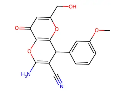 2-amino-6-(hydroxymethyl)-4-(3-methoxyphenyl)-8-oxo-4,8-dihydropyrano[3,2-b]pyran-3-carbonitrile structure