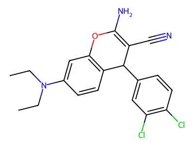 2-amino-4-(3,4-dichlorophenyl)-7-(diethylamino)-4H-chromene-3-carbonitrile structure