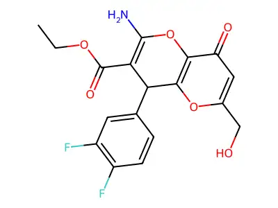 ethyl 2-amino-4-(3,4-difluorophenyl)-6-(hydroxymethyl)-8-oxo-4,8-dihydropyrano[3,2-b]pyran-3-carboxylate structure