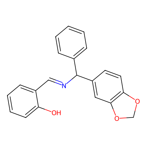 2-({[1,3-Benzodioxol-5-yl(phenyl)methyl]imino}methyl)phenol structure