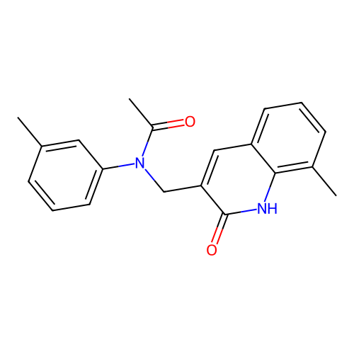 N-[(8-methyl-2-oxo-1H-quinolin-3-yl)methyl]-N-(3-methylphenyl)acetamide structure
