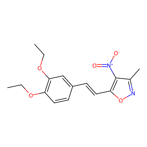5-[2-(3,4-Diethoxyphenyl)ethenyl]-3-methyl-4-nitro-1,2-oxazole structure