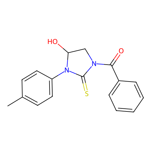 1-Benzoyl-4-hydroxy-3-(4-methylphenyl)-2-imidazolidinethione structure
