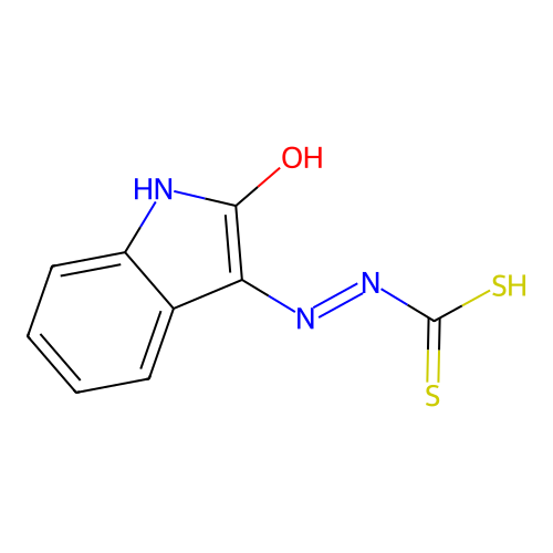 {[(2-oxo-1H-benzo[d]azolidin-3-ylidene)azamethyl]amino}methanedithioic acid structure