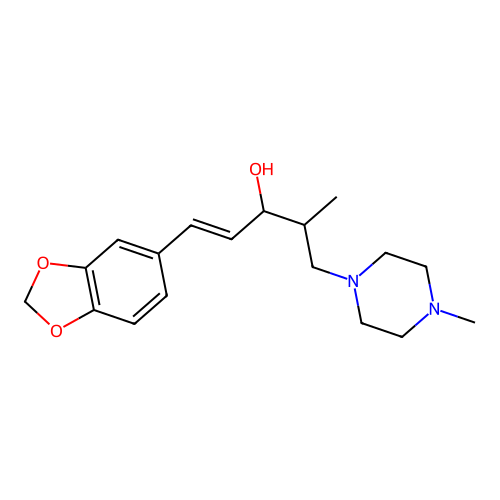 1-Penten-3-ol, 4-methyl-1-(3,4-methylenedioxyphenyl)-5-(4-methyl-1-piperazinyl)- structure