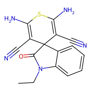 2',6'-Diamino-1-ethyl-2-oxospiro[indole-3,4'-thiopyran]-3',5'-dicarbonitrile structure